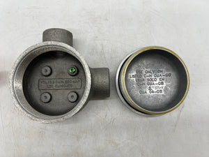 Eaton Crouse-Hinds GUAL26-SA Conduit Outlet Box w/ Cover, 3/4", *Lot of (3)* (No Box)