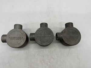 Eaton Crouse-Hinds GUAL26-SA Conduit Outlet Box w/ Cover, 3/4", *Lot of (3)* (No Box)