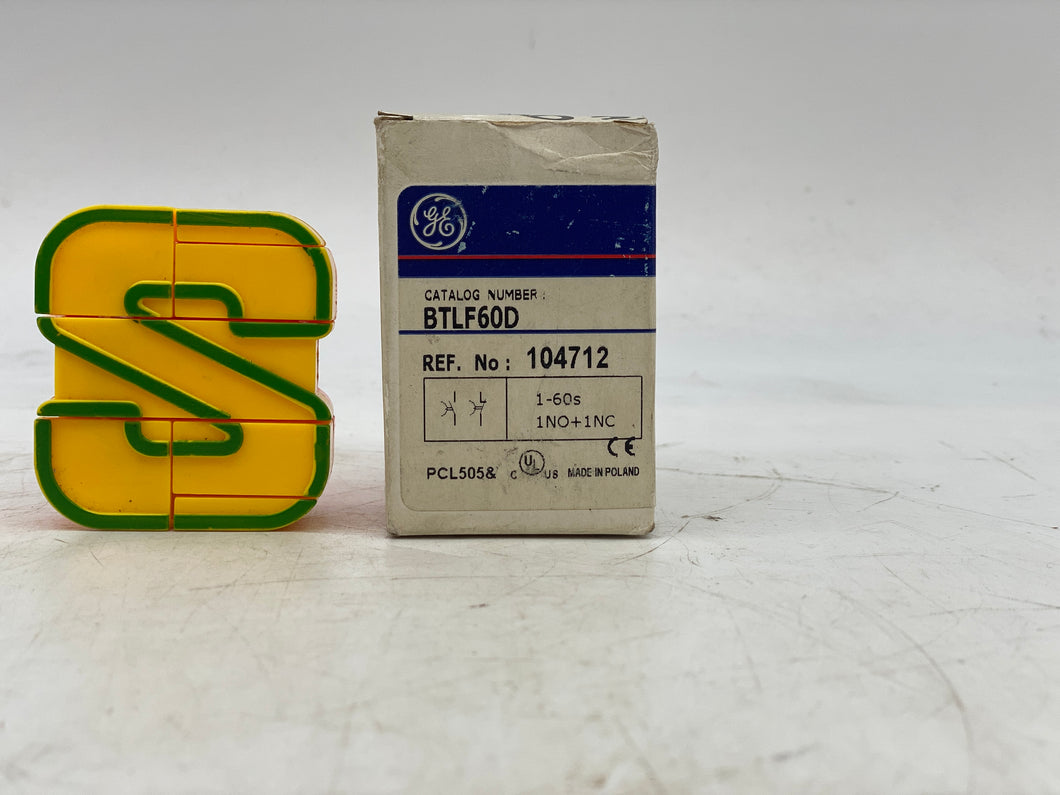 GE BTLF60D Pneumatic Timer Block, Delay On, 1-60 Seconds, 1 NO+1 NC  (Open Box)