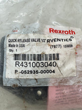 Load image into Gallery viewer, Rexroth Aventics R431003040 P-052935-00004 Quick Release Valve, 1/2” FNPT (New)