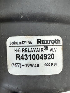 Rexroth Aventics R431004920 H-5 Relayair Valve, 200 PSI Max (No Box)