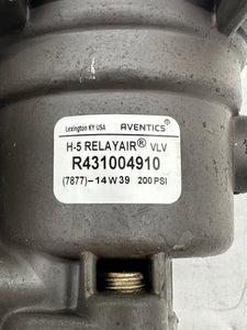 Rexroth Aventics R431004910 H-5 Relayair Valve, 200 PSI Max (No Box)