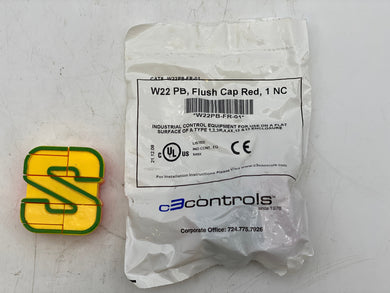 C3 Controls W22PB-FR-01 Pushbutton Flush Cap, Red 1 NC *Lot of (6)* (New)