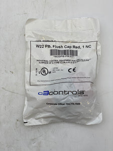 C3 Controls W22PB-FR-01 Pushbutton Flush Cap, Red 1 NC *Lot of (6)* (New)