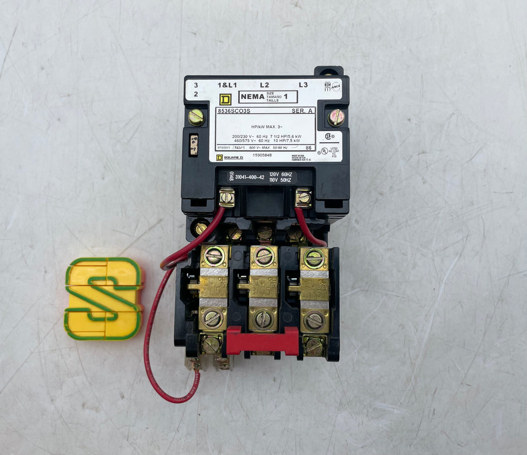 Square D 8536SCO3V02S Size 1 Starter w/ 120V Coil (Used)
