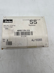 Parker 4MSC12N-316 1/4” Tube OD x 3/4” MNPT Connector, 316SS *Box of (2)* (New)