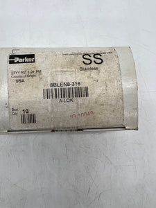 Parker 8BLEN8-316 A-LOK Tube Cap, 1/2" Tube OD, 316SS *Box of (10)* (New)