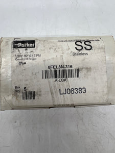 Parker 8FEL8N-316 A-LOK Elbow Fitting, 1/2" Tube OD x 1/2 FNPT *Box of (5)* (New)