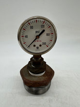 Load image into Gallery viewer, USG US Gauge 200 PSI Pressure Gauge Mounted On 2&quot; MNPT Bushing (Used)