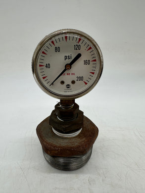 USG US Gauge 200 PSI Pressure Gauge Mounted On 2