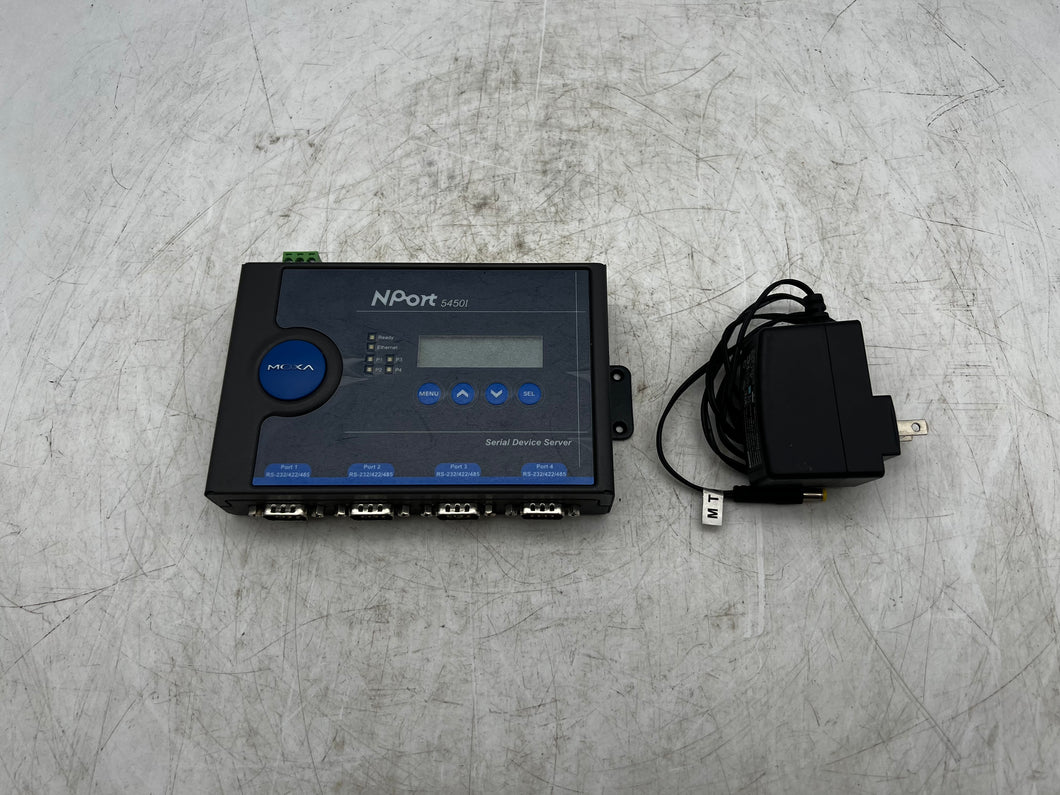 Moxa 1201054500000 NPort 5450I Serial Device Server 4-Port w/ Pwr Adapter (Used)