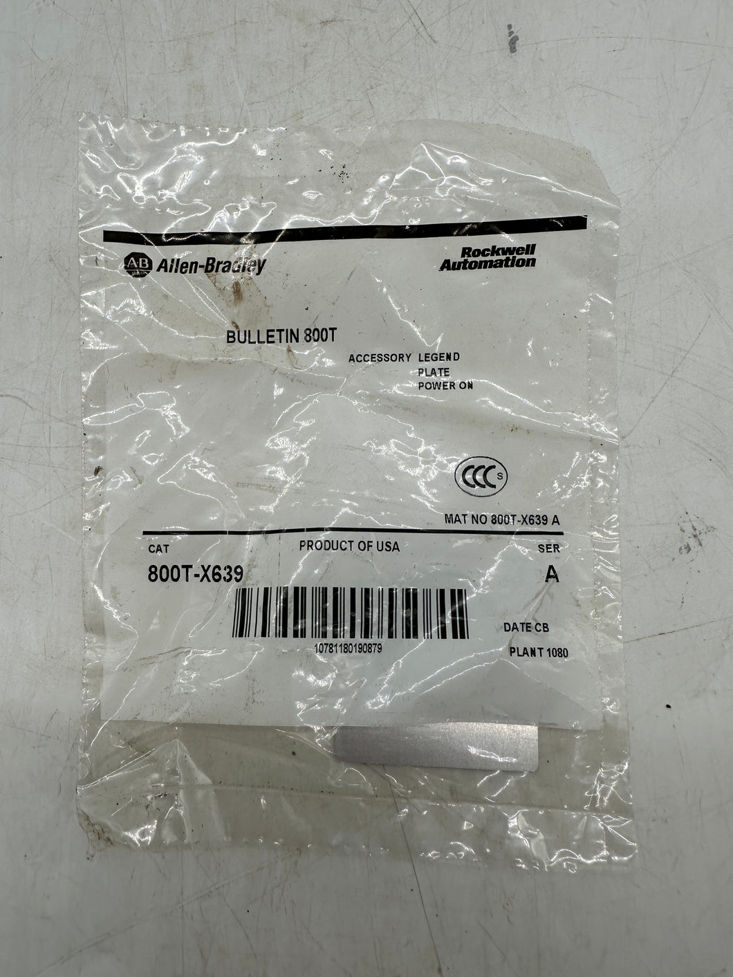 Allen-Bradley 800T-X639 Accessory Legend Plate, Power On *Lot of (6) Plates* (New)