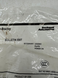 Allen-Bradley 800T-X639 Accessory Legend Plate, Power On *Lot of (6) Plates* (New)