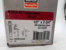 Load image into Gallery viewer, Simpson Strong-Tie WA502344SS Wedge Anchor, 1/2&quot; x 2-3/4&quot; *Box of (25)* (Open Box)