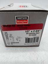 Load image into Gallery viewer, Simpson Strong-Tie WA502344SS Wedge Anchor, 1/2&quot; x 2-3/4&quot; *Box of (25)* (New)