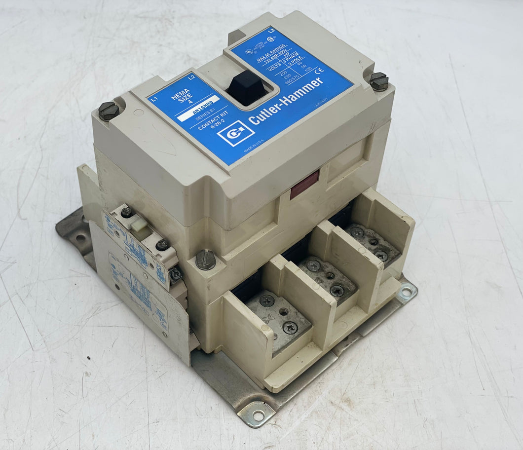 Cutler-Hammer AN16NN0A Size 4 Contactor w/ 120V Coil, 2NO Contacts, No OLR (Used)
