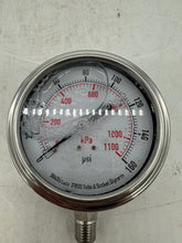 Load image into Gallery viewer, Grainger 4CFK1A Pressure Gauge, 0-160 PSI, 3.5&quot; Dial, SS, Liquid Filled, 1/4&quot; MNPT (New)