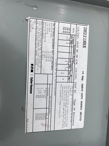 Eaton Cutler-Hammer DH221NRK Heavy Duty Safety Switch 30A 240VAC 3-Pole (Used)