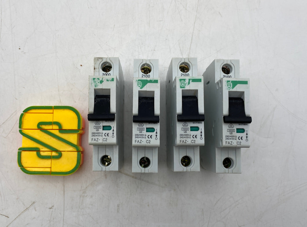 Klockner Moeller FAZ-C2 Circuit Breaker 2A 240/415VAC *Lot of (4)* (Used)