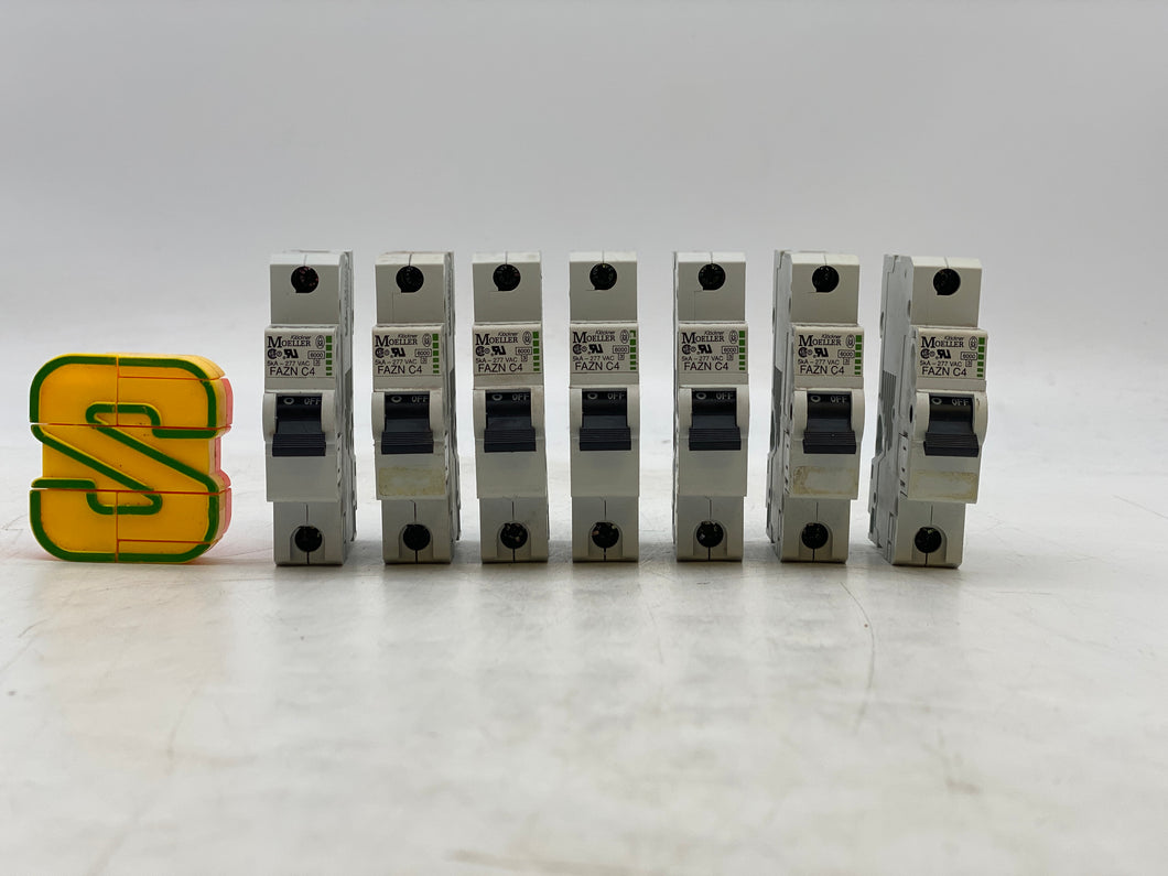 Klockner Moeller FAZN-C4 Circuit Breaker 4A 277VAC *Lot of (7)* (Used)