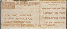 Load image into Gallery viewer, FPE NEF423016 Circuit Breaker 15A 480VAC 2-Pole (Used)