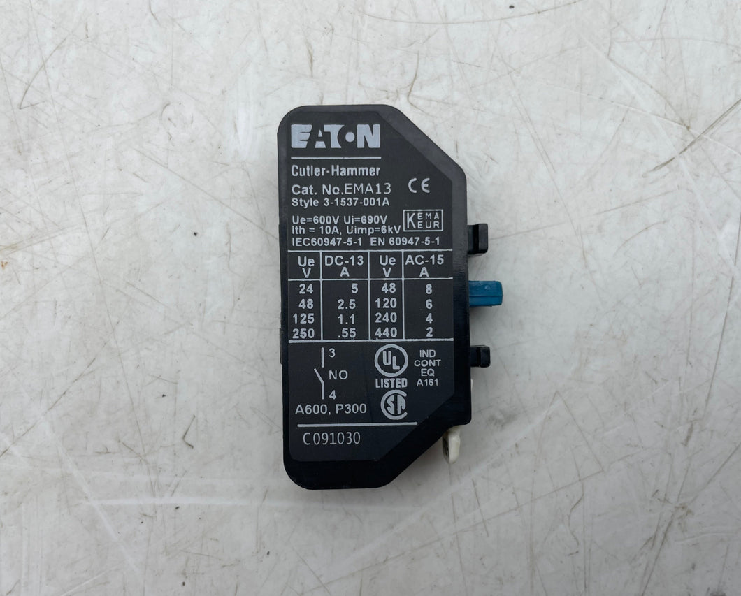 Eaton Cutler-Hammer EMA13 Auxiliary Contact, 1 NO (Used)