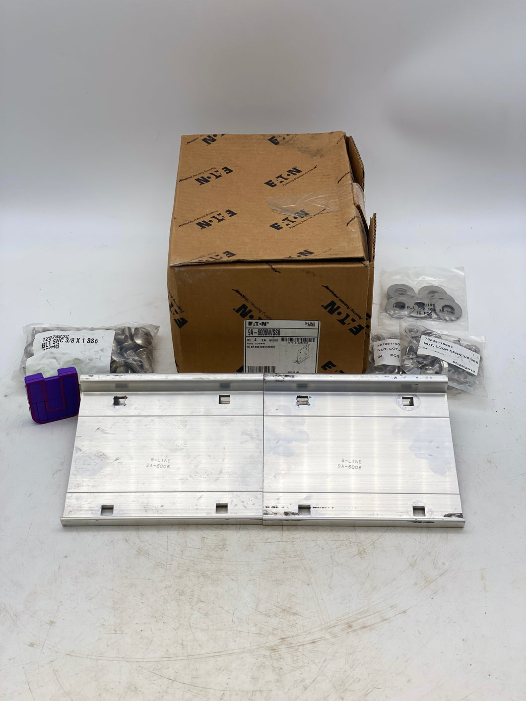 Eaton 9A-6006W/SS6 B-Line Mid-Span Splice Plate, Aluminum *(2) Boxes of (4) Pairs* (Open Box)