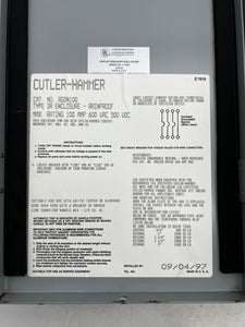 Cutler-Hammer RGDN100 Type 3R Enclosure w/ GC2060 60A Circuit Breaker, Dist Block (Used)