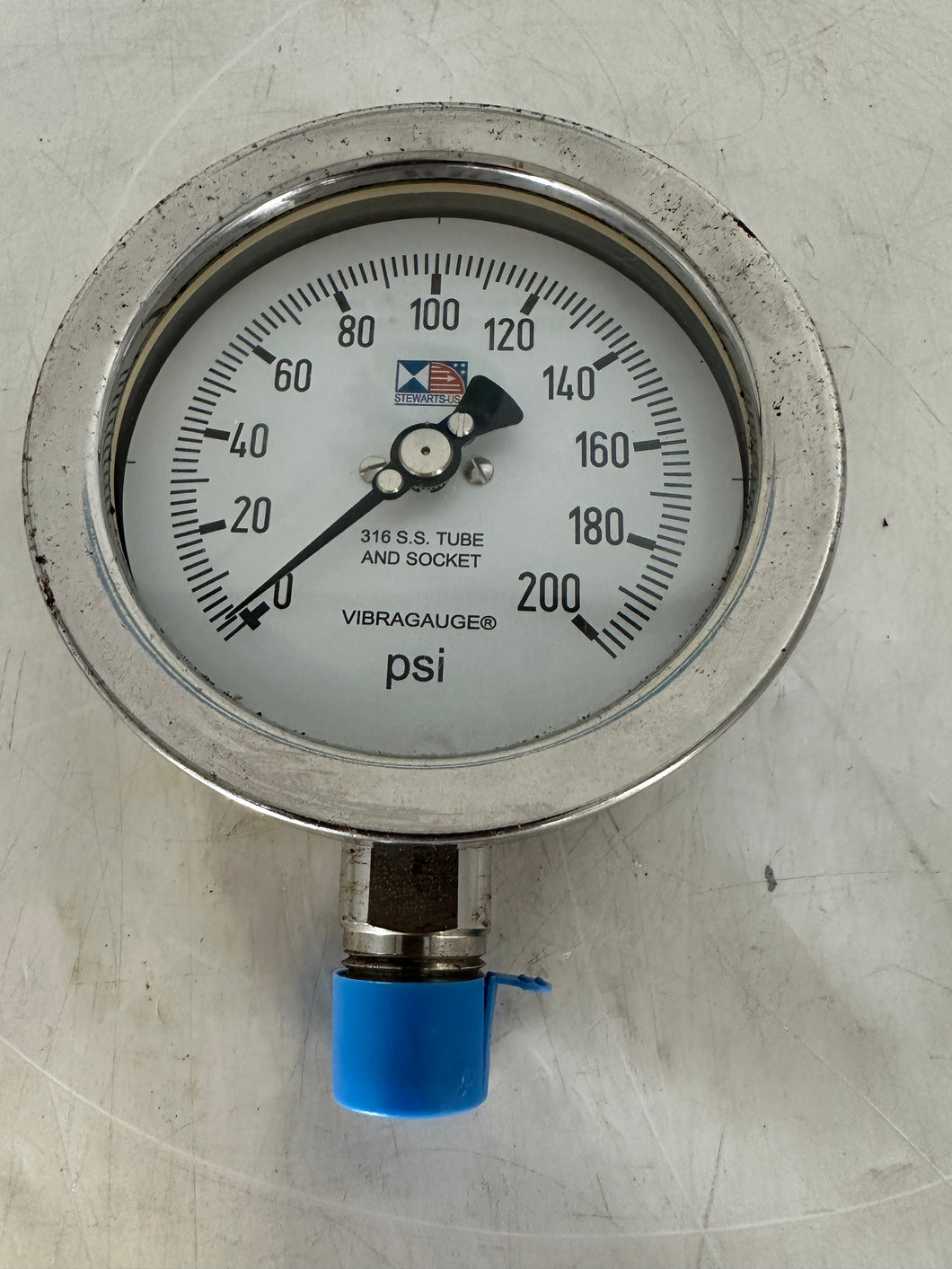 Stewarts-USA S-9263 Vibragauge Pressure Gauge, 0-200 PSI, 4