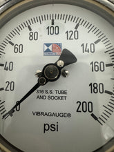 Load image into Gallery viewer, Stewarts-USA S-9263 Vibragauge Pressure Gauge, 0-200 PSI, 4&quot; Dial, 1/2&quot; NPT ( No Box)