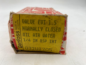 Danfoss 032U1205 EVI1.5 Valve, NC, Oil Air Water, 1/4” (Open Box)