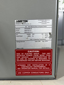 Ametek 92001037-2-1 3RS500MB-20 50KVA Remote Manual Bypass Switch (Used)