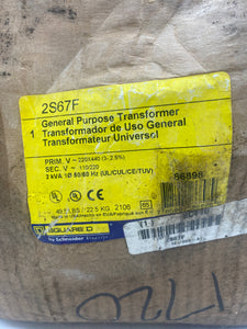 Square D 2S67F General Purpose Transformer, 2kVA, 220x440, 110/220 (Open Box)