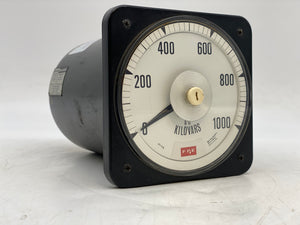 Crompton FPE 077-318 Panel Meter, 0-1000 Kilovars (Used)