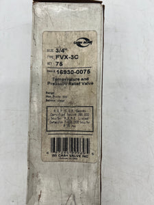Cash Acme 16930-0075 FVX-3C Temp Pressure Relief Valve, 3/4" (Open Box)