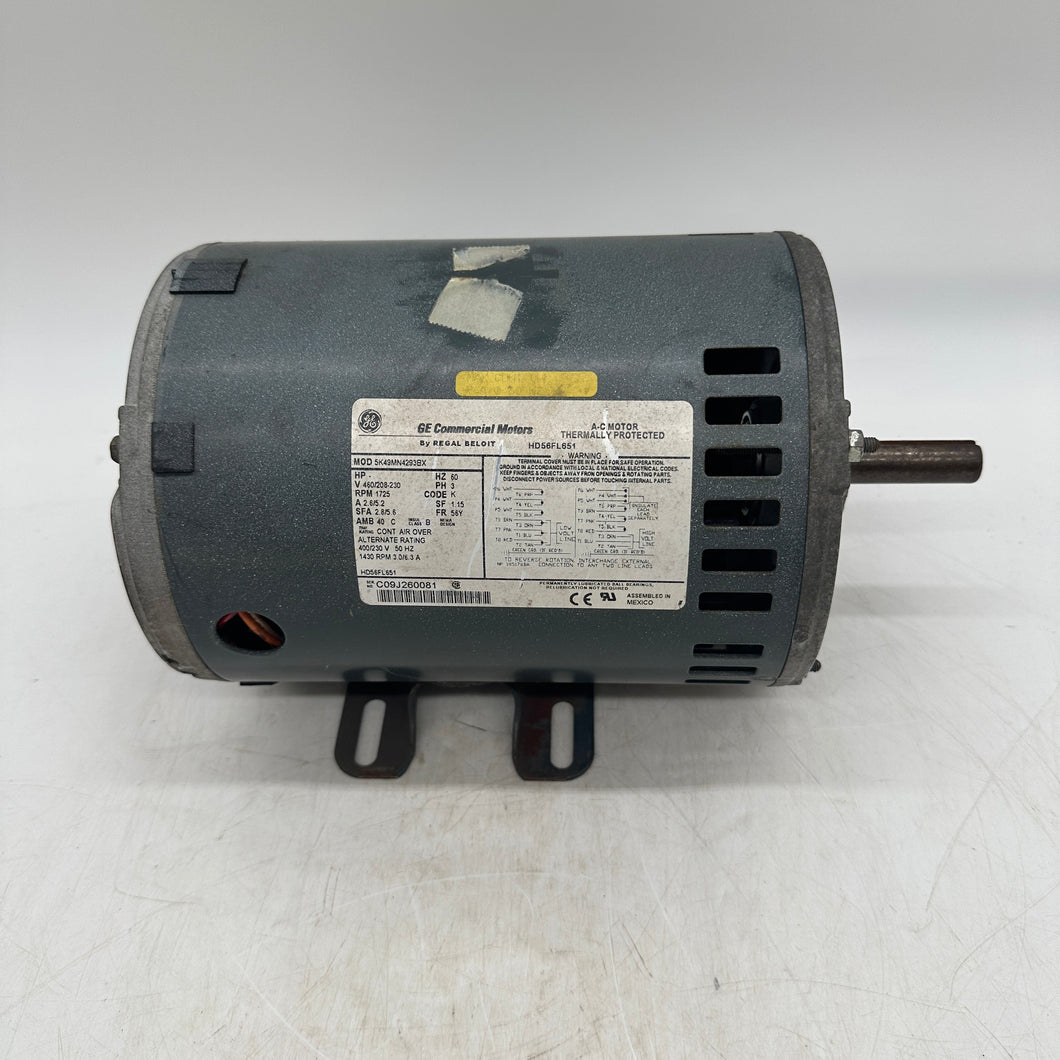 GE 5K49MN4293BX HD56FL651 Blower Motor, 1725 RPM, 460/208-230V 3Ph (Used)