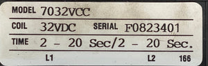 Agastat 7032VCC Time Delay Relay 32VDC Coil DPDT 2-20 Sec (Used)