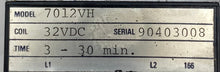 Load image into Gallery viewer, Agastat 7012VH Time Delay Relay 32VDC Coil 3-30 Minutes w/ Aux. Contact (Used)