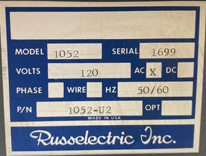 Russelectric Inc. 1052-U2 Model 1052 Sync Check Relay, 120VAC (Used)