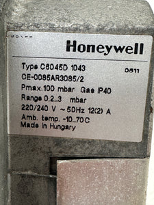 Honeywell C6045D-1043 Air/Gas Pressure Switch, 0.2-3 mbar (Used)