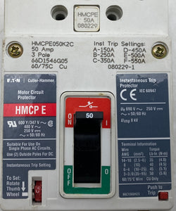 Eaton Cutler-Hammer HMCPE050K2C Motor Circuit Protector 50A 3-P 600VAC (Used)