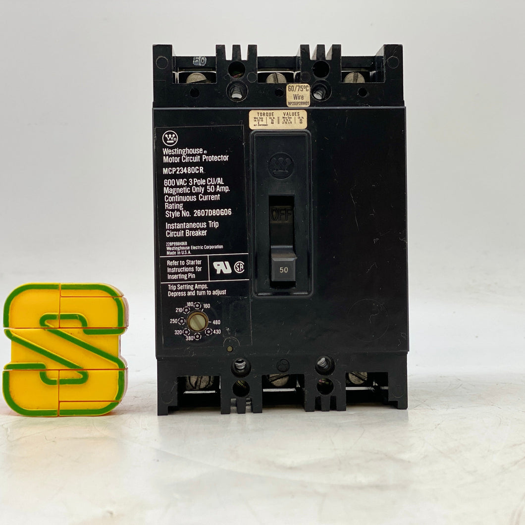 Westinghouse MCP23480CR Circuit Breaker 50A 3-P 600VAC (Used)