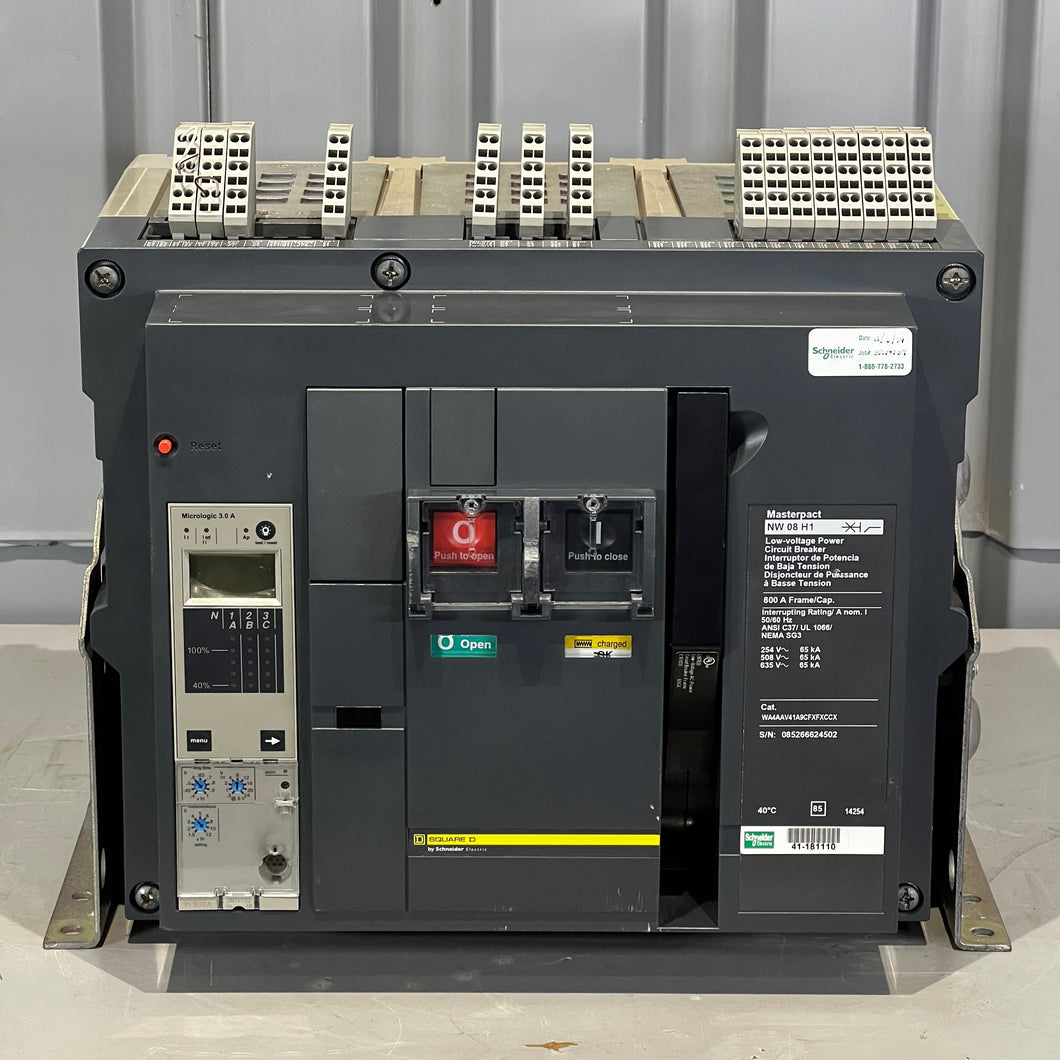 Schneider WA4AAV41A9CFXFXCCX NW08H1 Masterpact, 800A w/ Micrologic 3.0A (Used)
