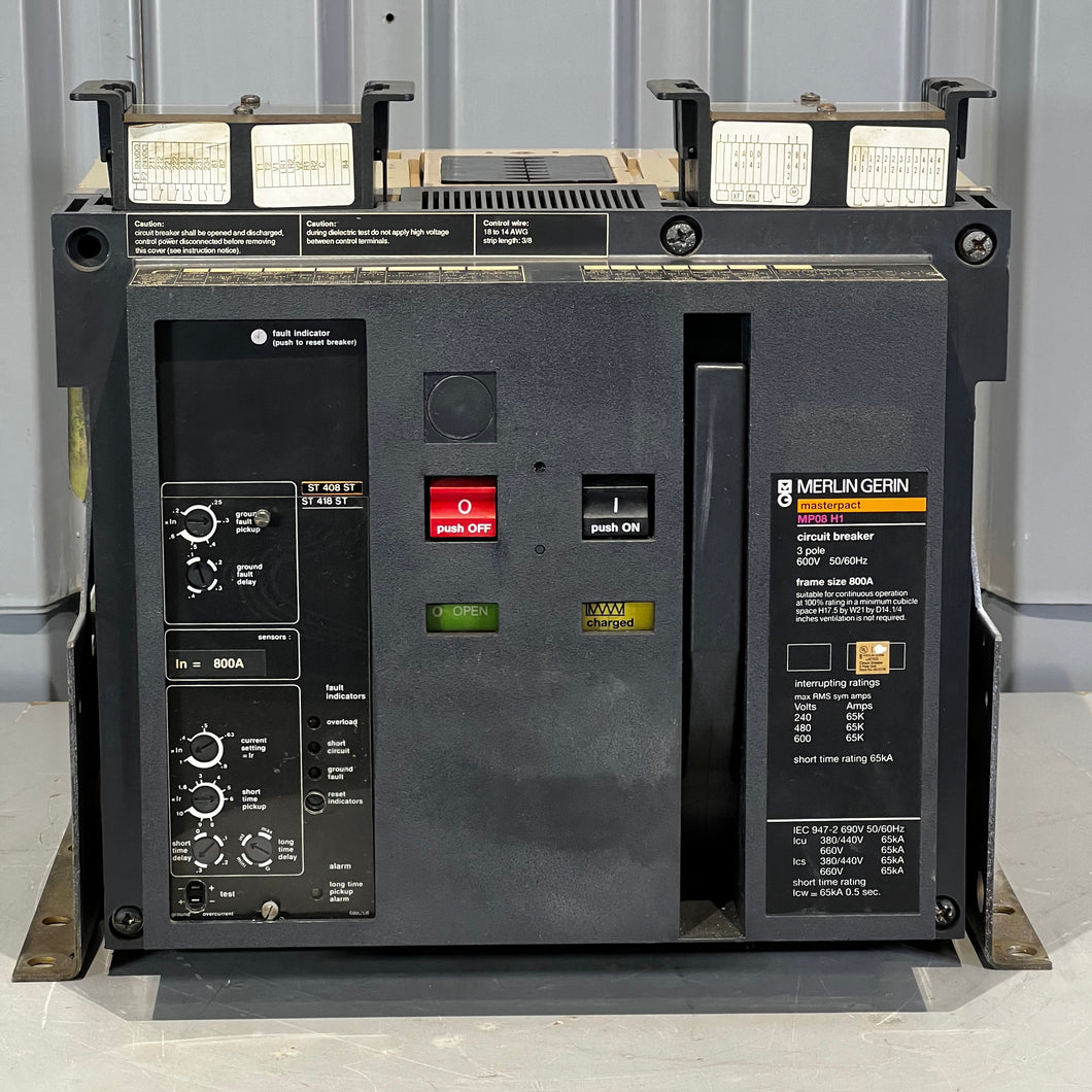Merlin Gerin MP08H1 Masterpact Circuit Breaker, 800A, ST408ST (Used)