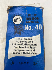 Watts 40XL-5 Temperature & Pressure Relief Valve, M15, 3/4" NPT (Open Box)