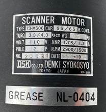 Load image into Gallery viewer, Denki Syokosyo 73-M506 Scanner Motor 110VAC 1.75./1.2A 2-P 2900/1500RPM (Used)