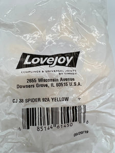 Lovejoy CJ38-SPIDER-92A-YELLOW-URE Jaw Coupling Insert *Lot of (3)* (Open Box)
