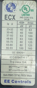 EEC ECX-63-80A Thermal Overload Relay 80A 600VAC 3-Pole (New)