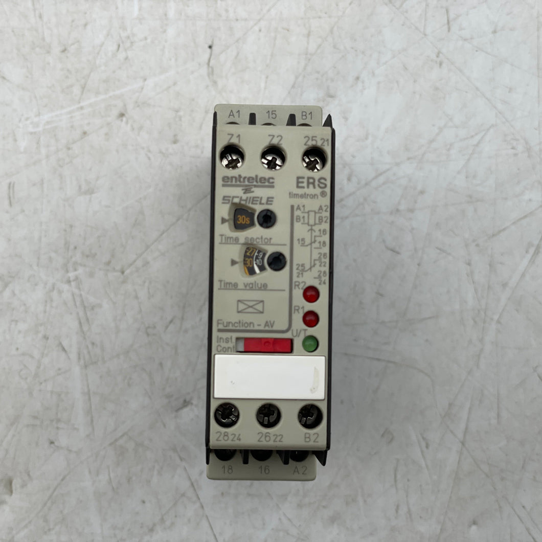 Entrelec Schiele 2.430.103.02 ERS Timetron ON Delay Timer Relay, 0.05s-300h (Used)