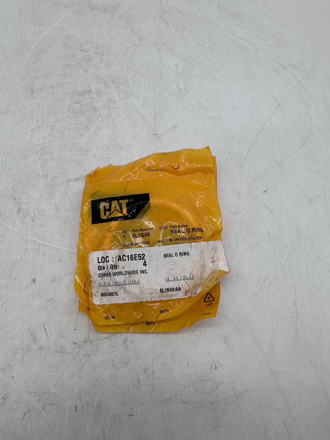 Caterpillar 6L-1649 OEM O-Ring, 5.33mm x 62.87mm 70A VMQ *Lot of (6)* (New)